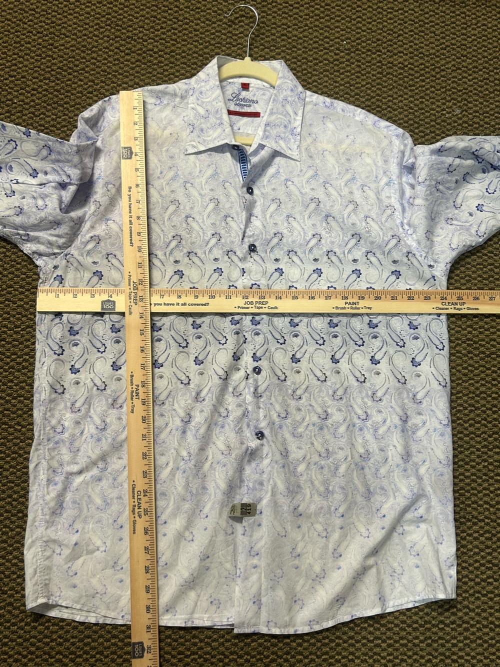 Luchiano Visconti Men's White Paisley Dress Shirt - Classic Long Sleeve - Picture 5 of 5